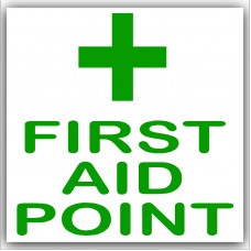 6 x First Aid Point-Green on White,External Self Adhesive Stickers-Medical,Health and Safety Signs 